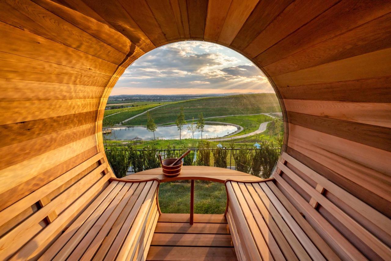 Casa Timis - Wellness & Spa Resort Chitorani Экстерьер фото The view from the barrel sauna